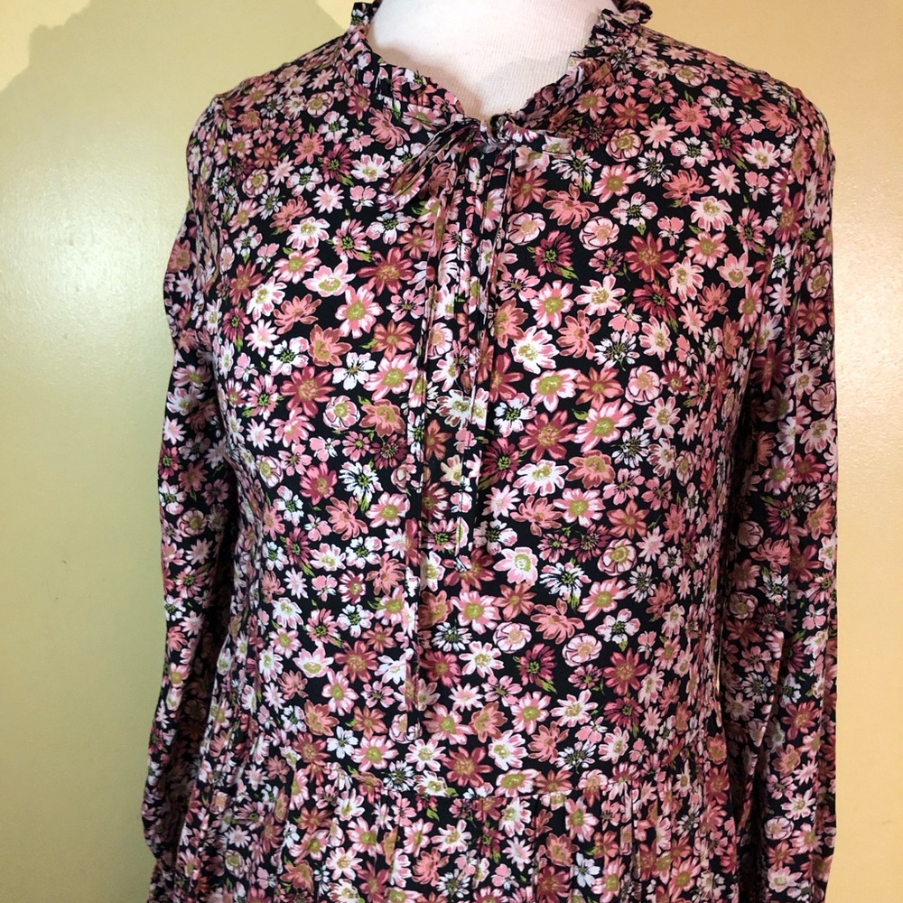 Mango Black and Pink Floral Maxi Dress